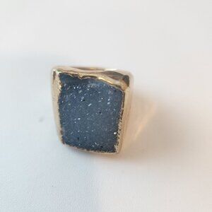 Hespera Miley Ring Yellow Gold w/ Blue Druzy